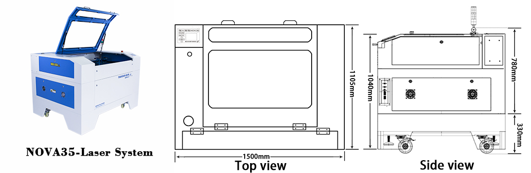 nova35 size laser cutter