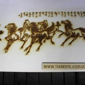 Laser wood engraving – The Eight horse painting