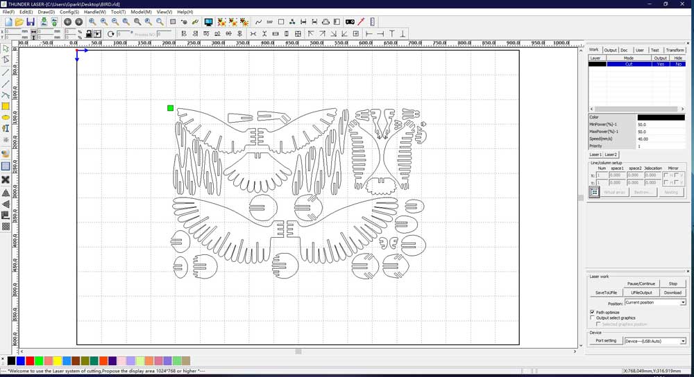 laser cutter setting