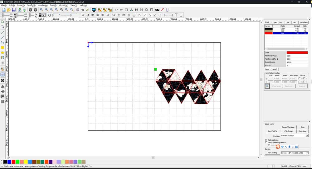 laser cutter setting