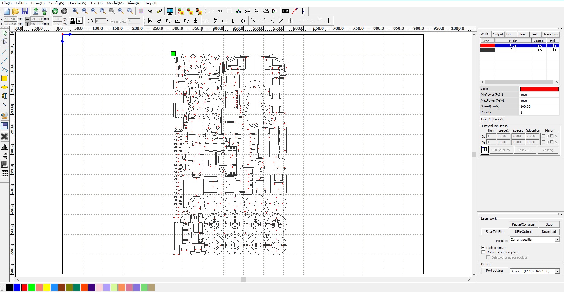 laser cutter setting