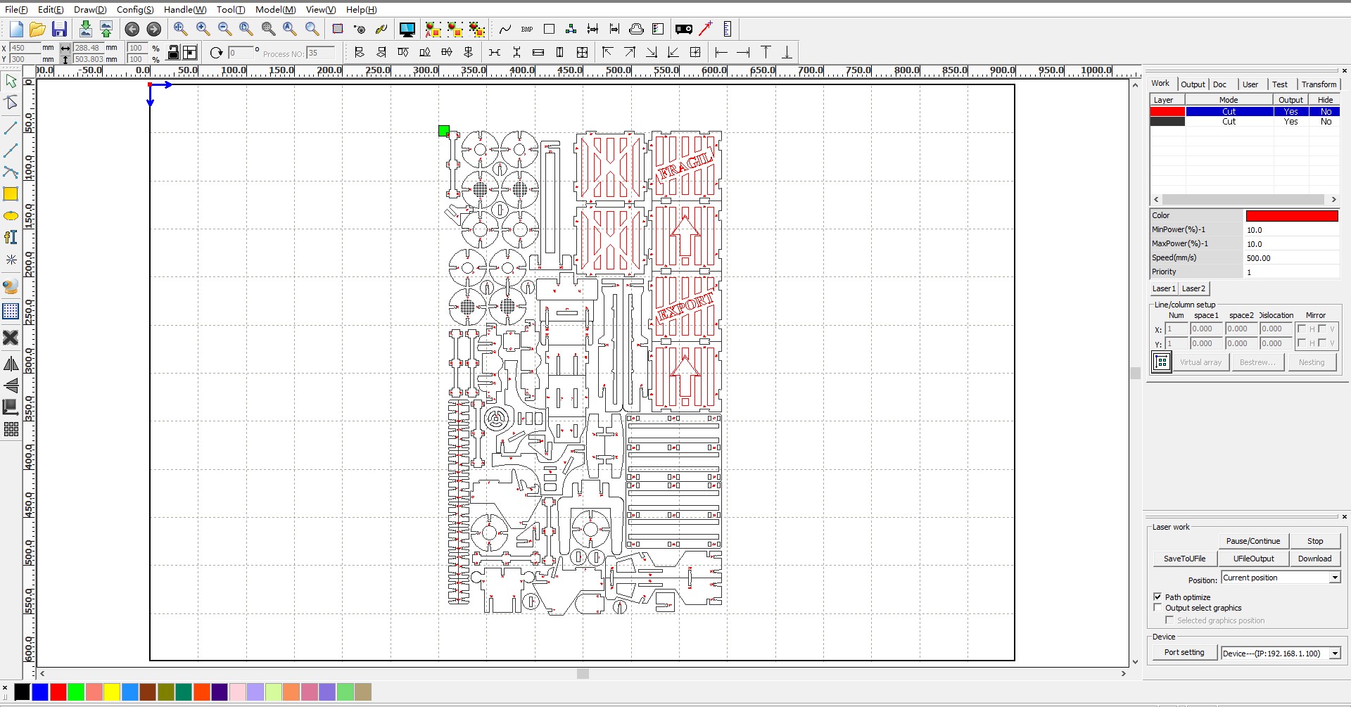 laser cutter setting