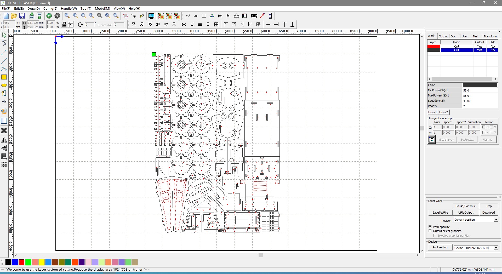 laser cutter setting